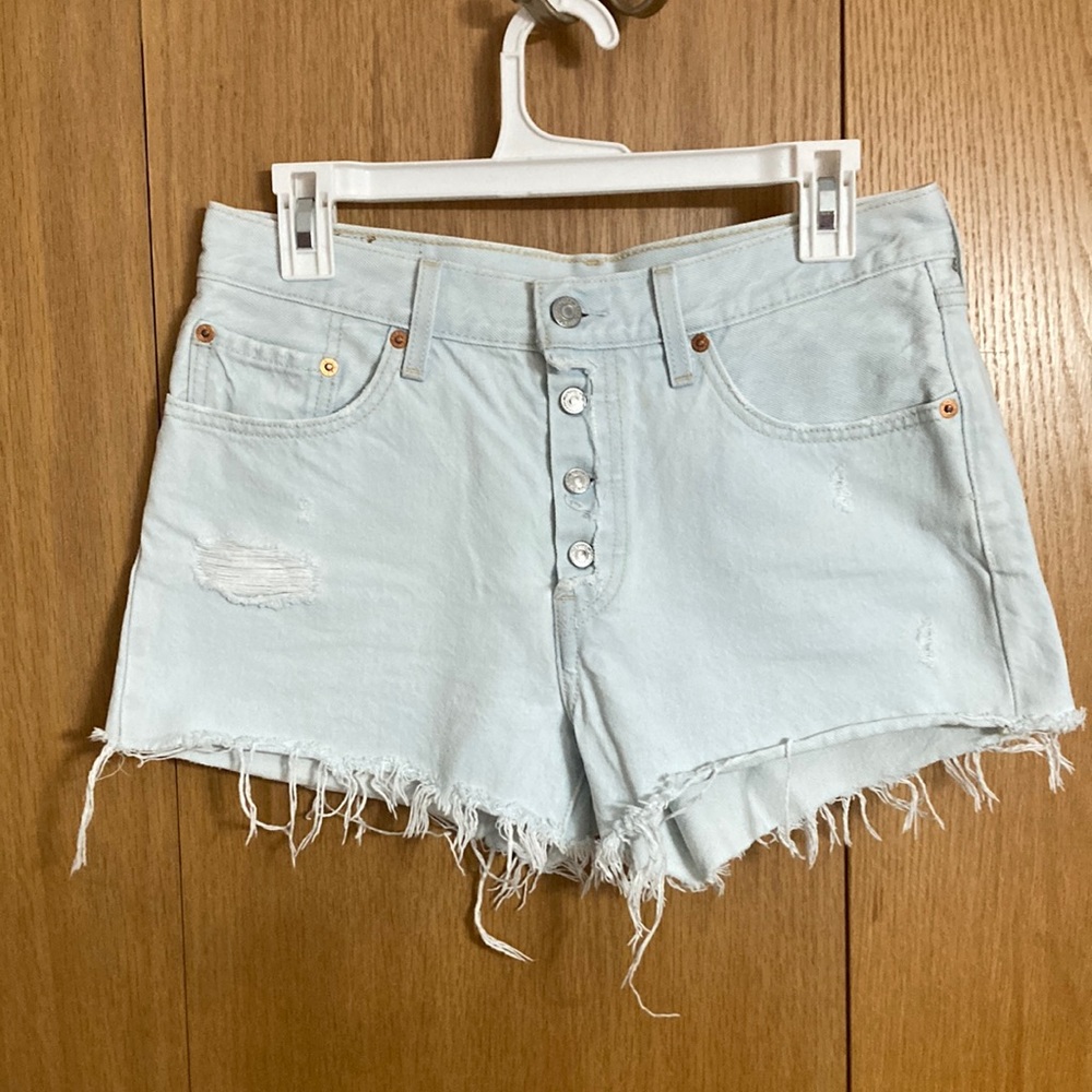 LEVI’S 501 Super Light Wash Exposed Fly Denim Cut-Off Shorts Size 27